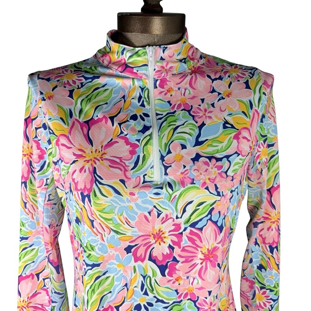 Gottex 1/4 Zip Golf Shirt Women XS Floral Long Sleeve Activewear Pickleball